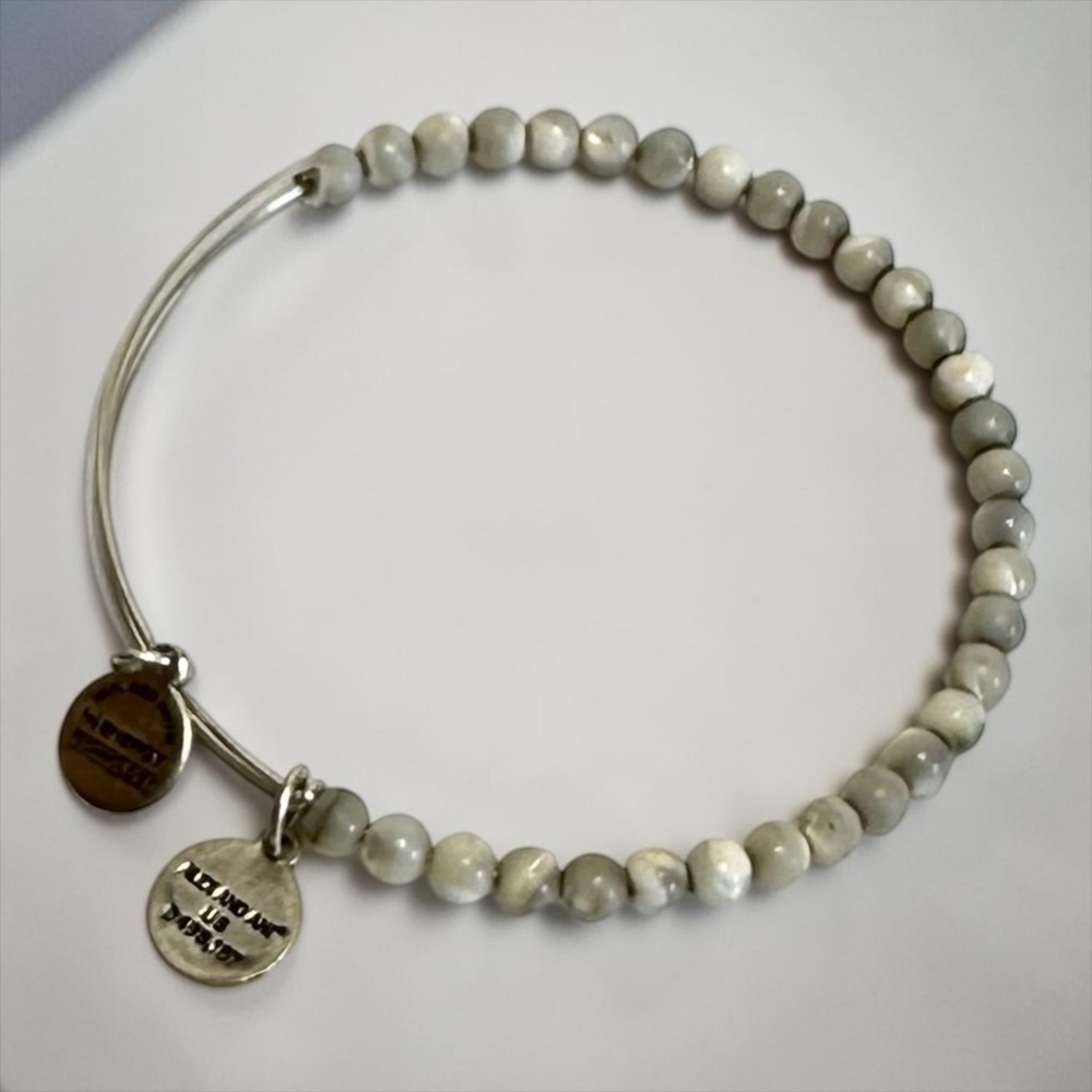 Alex and Ani White Howlite Stone‎ Expandable Wire Bangle Bracelet